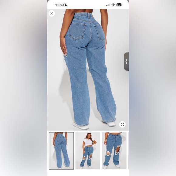 FASHION NOVA drive you crazy ripped non stretch straight Jeans - Picture 3 of 6